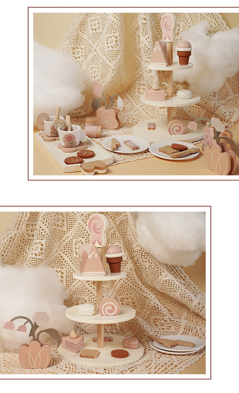 Wooden Pretend Play Toys for Girls Tea Sets Play Food Toys Kitchen Role Play Imitation Game Early Educational Toys for Girls Boy
