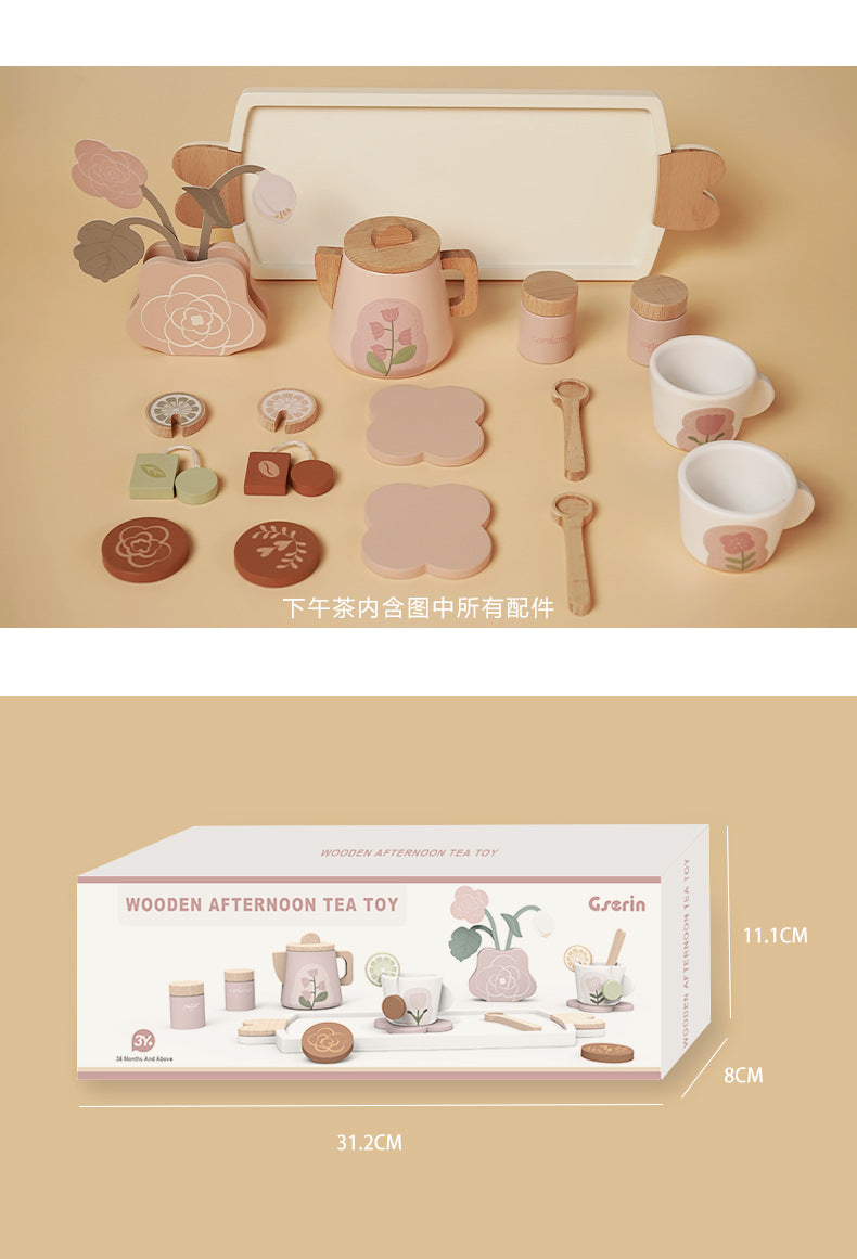 Wooden Pretend Play Toys for Girls Tea Sets Play Food Toys Kitchen Role Play Imitation Game Early Educational Toys for Girls Boy