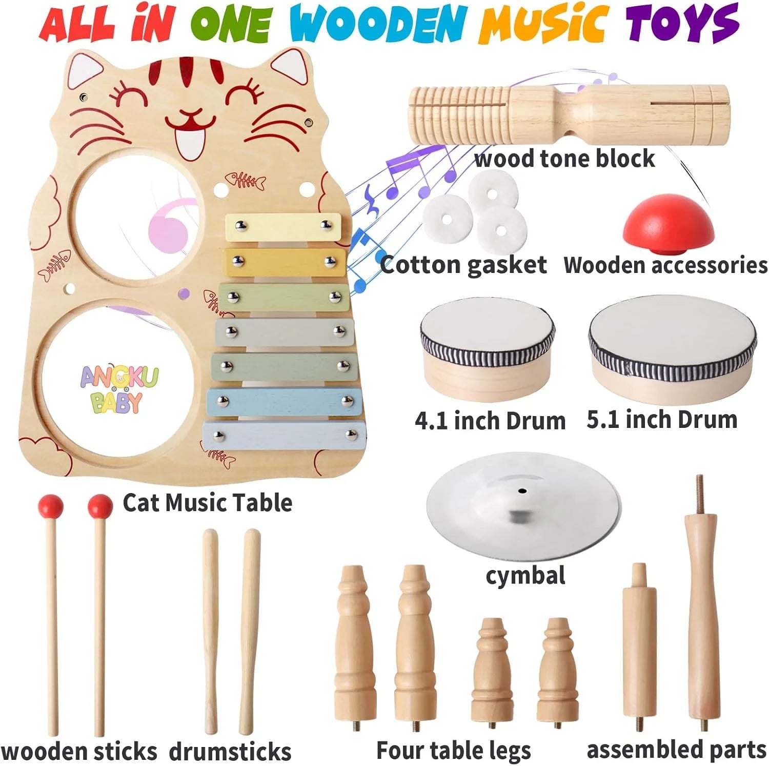 Educational Toys for Children 2-4 Years Old Wooden Montessori Musical Instruments Toys Games for Babies Boys & Girls Gifts