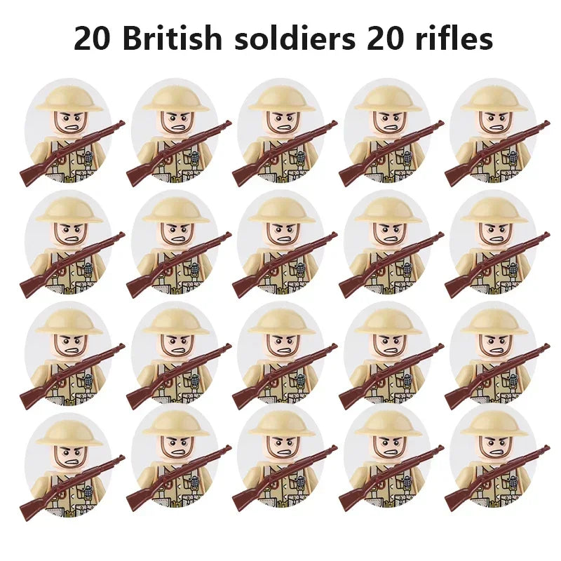 20 toys for soldiers and children from the Soviet Union, Britain, China, French, Polish and Canadian.