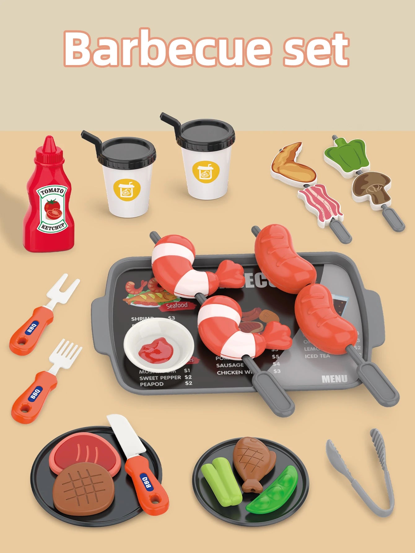 Children's Toys Pretend Play, Barbecue, Fast Food, Pizza, Sushi, Afternoon Tea, Desserts, Kitchen Food, Toy Sets