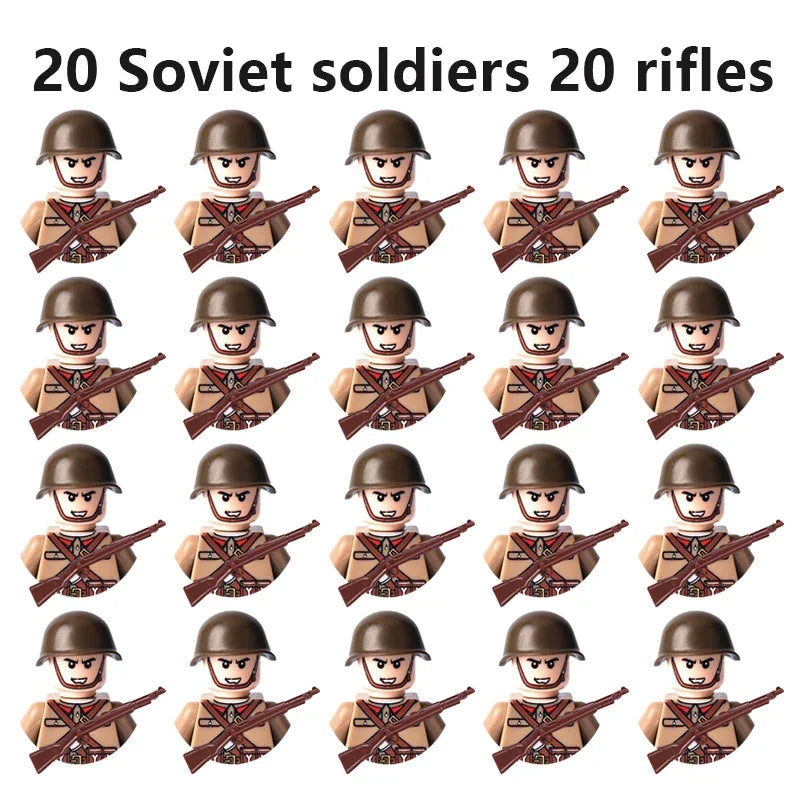 20 toys for soldiers and children from the Soviet Union, Britain, China, French, Polish and Canadian.