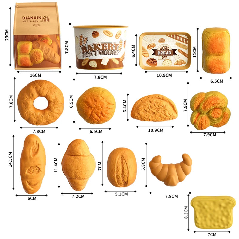 Toy Food Set Pretend Play Kitchen Realistic Bread Fries Pizza Simulation Educational Role Play Kids Boys Girls Birthday Gift