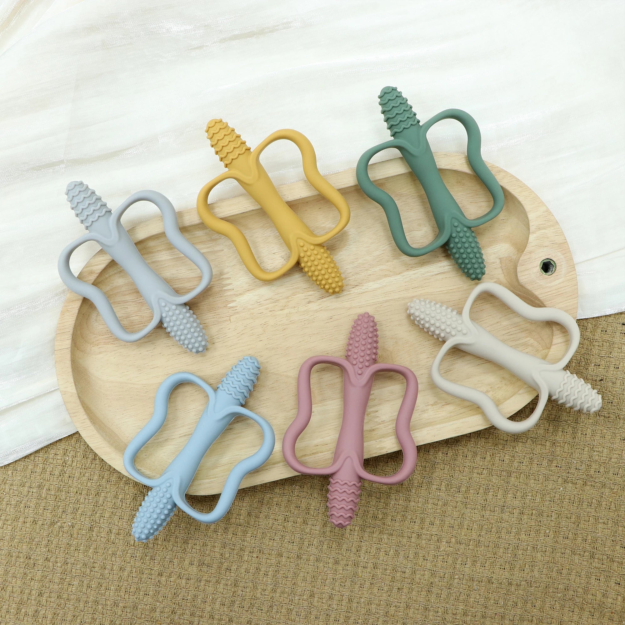 Baby Teething Toys with Easy-Grip Handles, Food-Grade Silicone Teething Toys, Suitable for Babies 0-6 Months, 6-12 Months