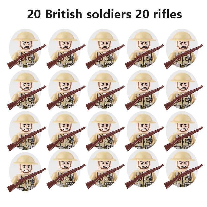 20 toys for soldiers and children from the Soviet Union, Britain, China, French, Polish and Canadian.