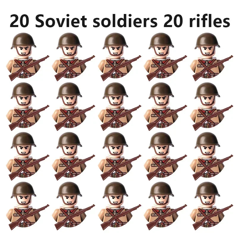 20 toys for soldiers and children from the Soviet Union, Britain, China, French, Polish and Canadian.