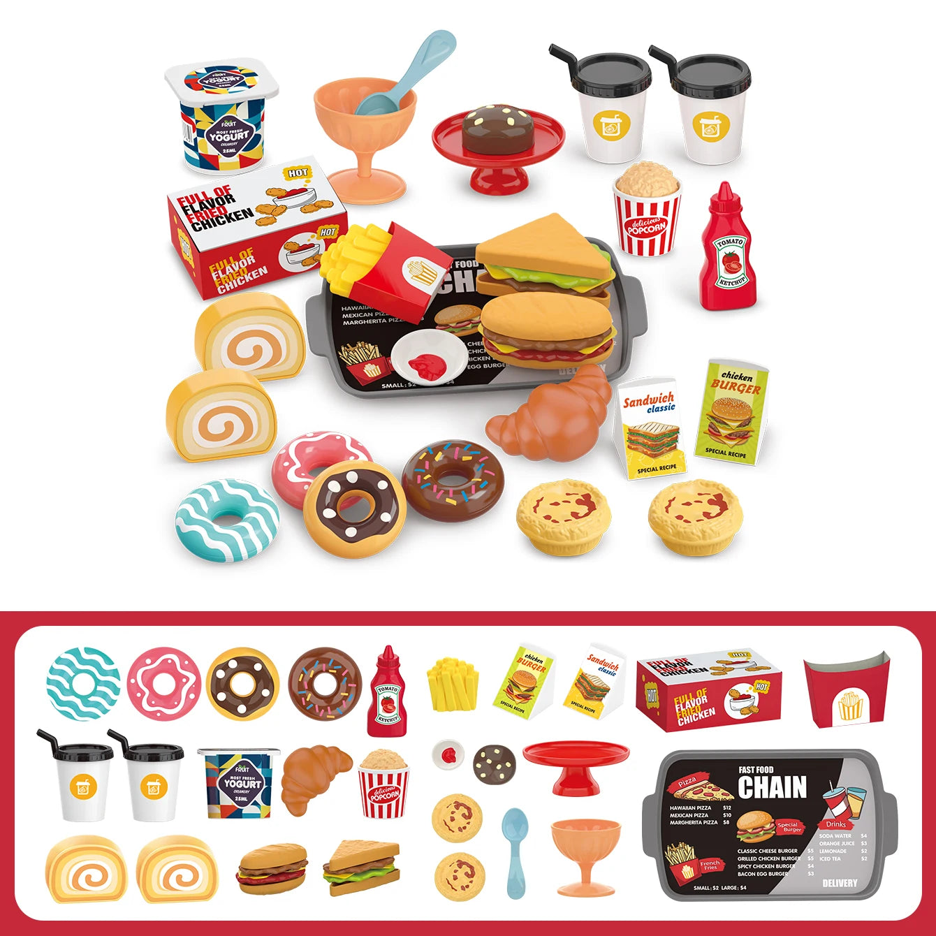 Children's Toys Pretend Play, Barbecue, Fast Food, Pizza, Sushi, Afternoon Tea, Desserts, Kitchen Food, Toy Sets