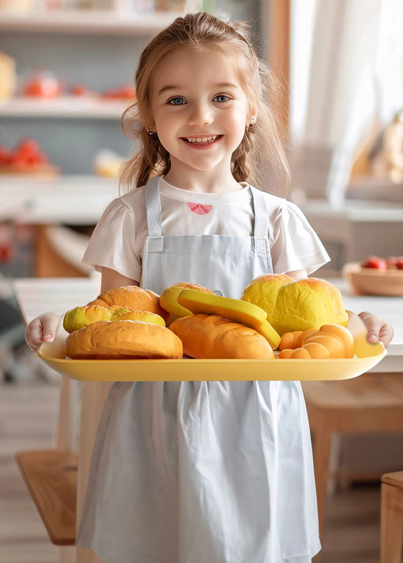 Toy Food Set Pretend Play Kitchen Realistic Bread Fries Pizza Simulation Educational Role Play Kids Boys Girls Birthday Gift