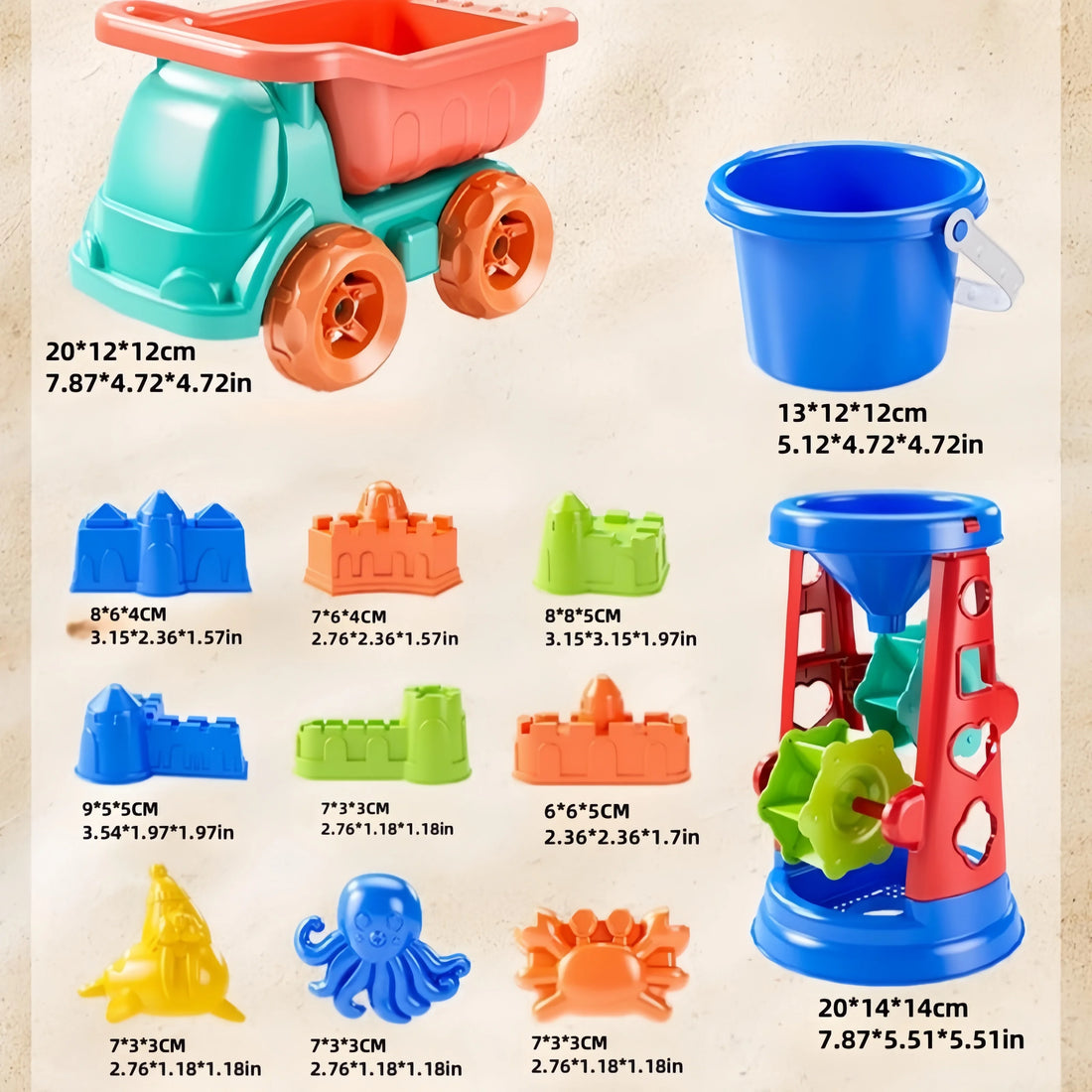 Children's Beach Toy Set Suitable for Boys and Girls to Play Outdoors with Sand, Summer Gardening, Digging Toys, Gifts