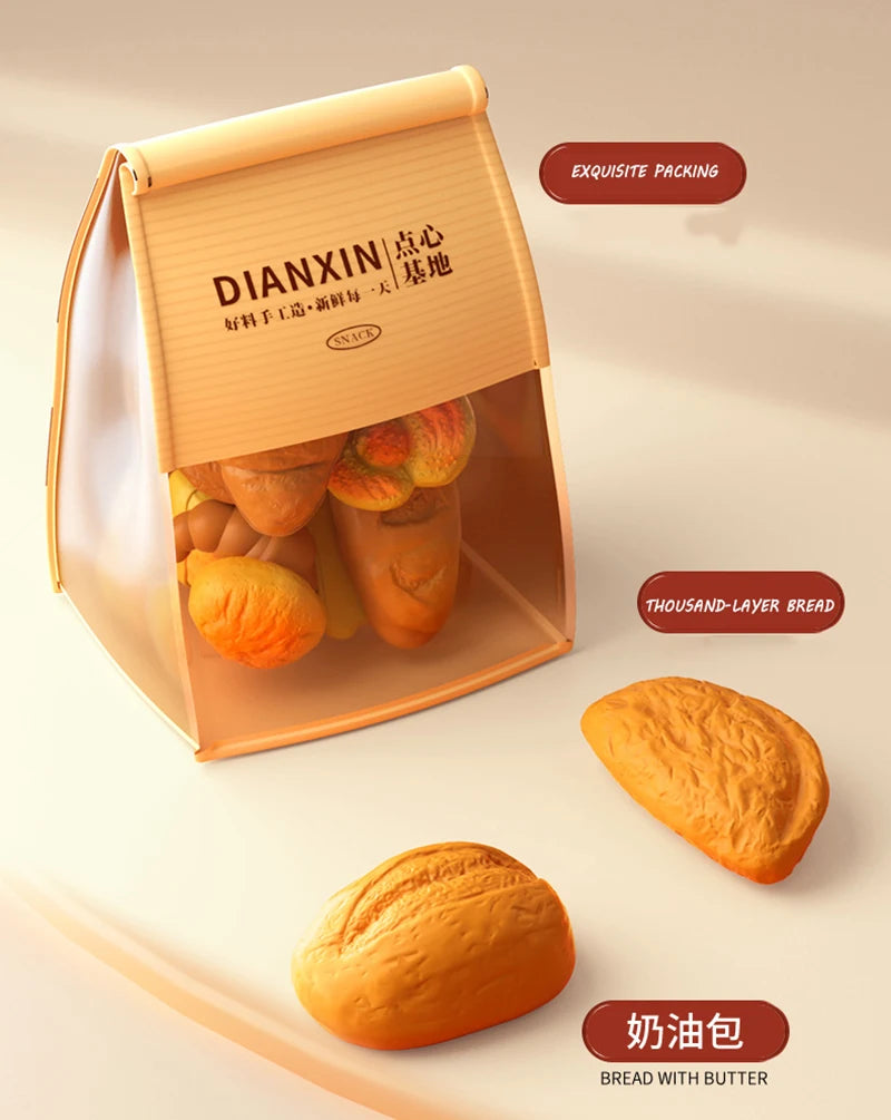 Toy Food Set Pretend Play Kitchen Realistic Bread Fries Pizza Simulation Educational Role Play Kids Boys Girls Birthday Gift