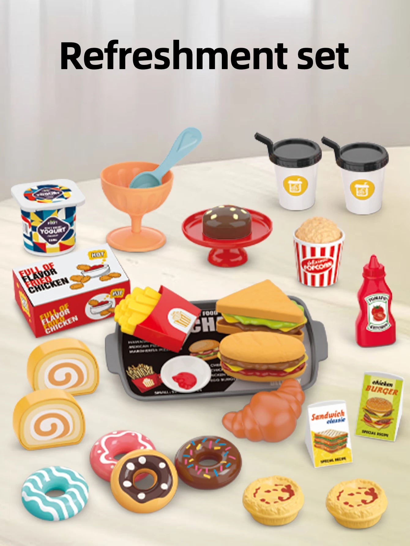 Children's Toys Pretend Play, Barbecue, Fast Food, Pizza, Sushi, Afternoon Tea, Desserts, Kitchen Food, Toy Sets