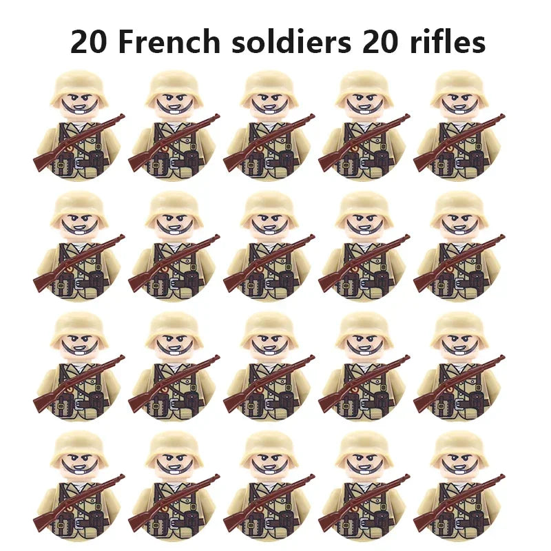 20 toys for soldiers and children from the Soviet Union, Britain, China, French, Polish and Canadian.