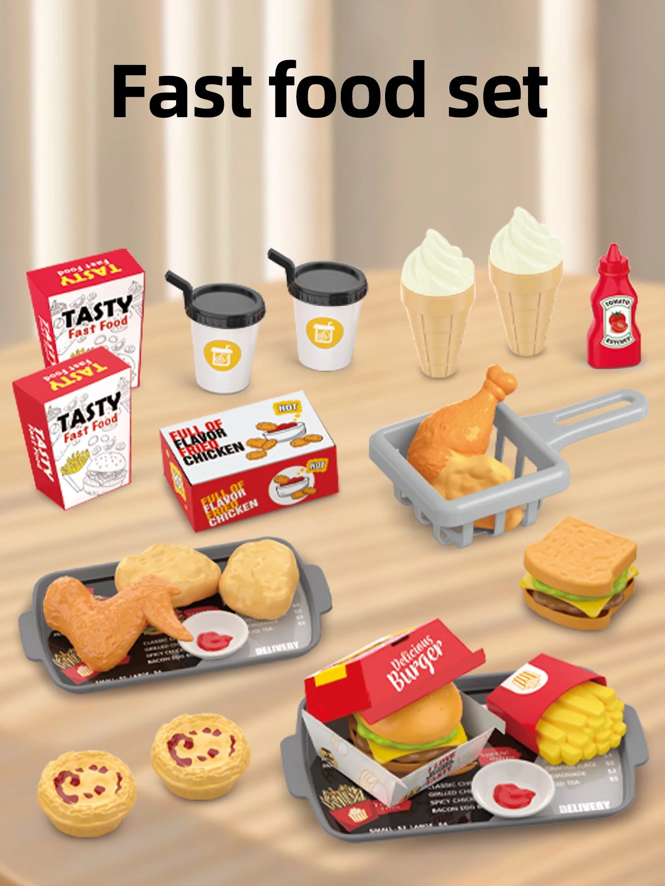 Children's Toys Pretend Play, Barbecue, Fast Food, Pizza, Sushi, Afternoon Tea, Desserts, Kitchen Food, Toy Sets
